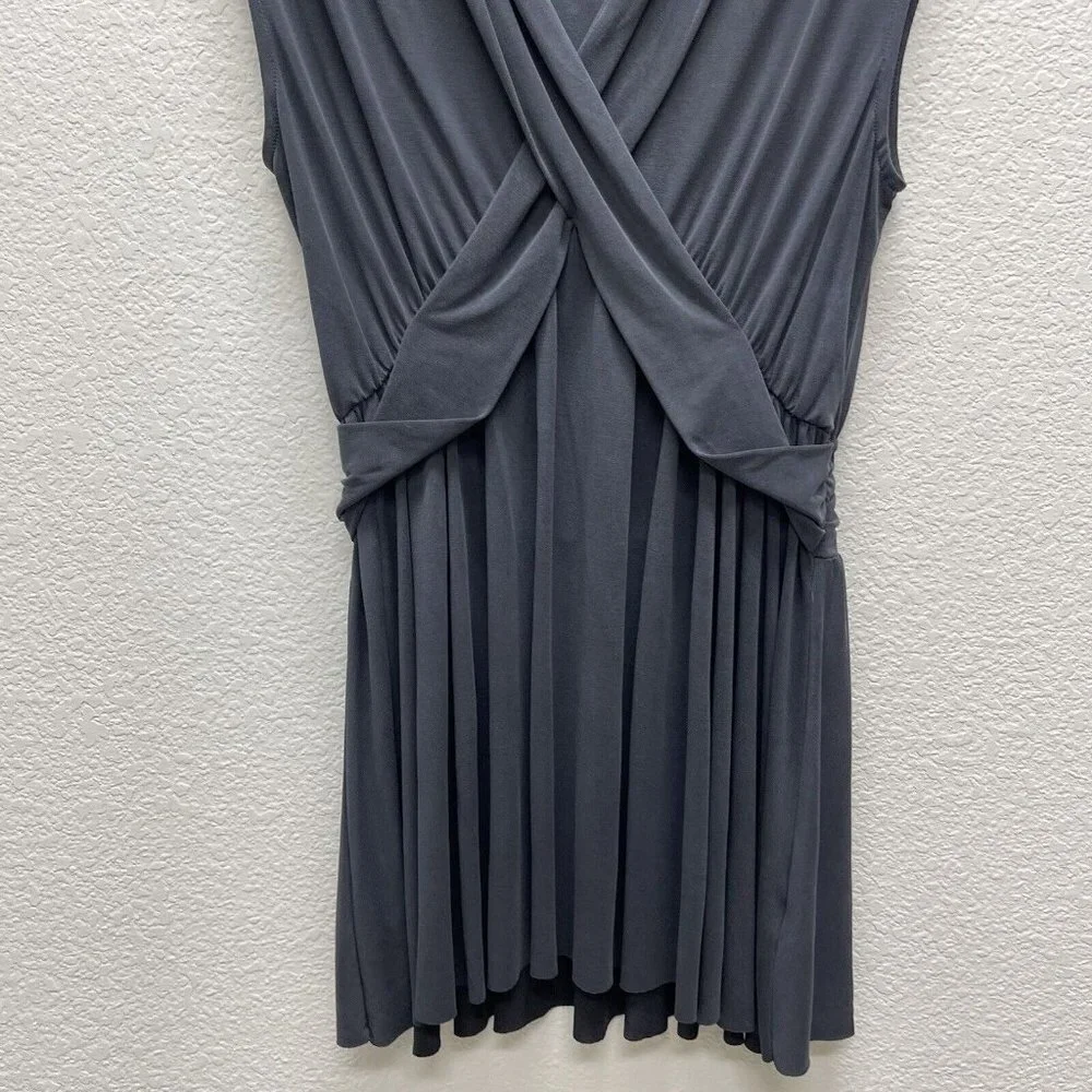 FREE PEOPLE CRISS CROSS Womens Small Dress Gray Cap Sleeves Raw Hem Flirty Fun - Picture 4 of 8